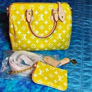 Monogram Fashion Bag, Speedy Style, With Lock, Key, Crossbody Strap NWOT